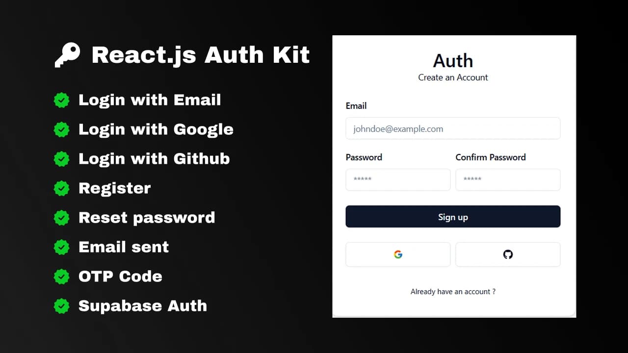 Système d'authentification complet : React, NestJS et Supabase